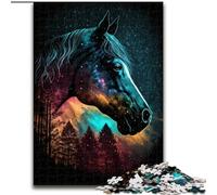 Puzzles 1000 Pieces for Adults Cosmic Horse Made of Wood, Interactive Family Game, Suitable for Ages 14+ 50x75cm An for Christmas Or Birthdays