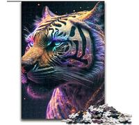 Puzzles 1000 Pieces for Adults Cosmic Tiger Made of Wood, Making It A Great Gift for Family Fun 50x75cm for Home Decor, Brain Training