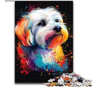 Puzzles 1000 Pieces for Adults Coton De Tulear Dog Art Impossible Jigsaw Puzzles for Adults size 50x75cm for Home Decor, Brain Training