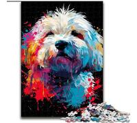 Puzzles 1000 Pieces for Adults Coton De Tulear Dog Art Made of Wood, Making It A Great Gift for Family Fun 50x75cm for Home Decor, Brain Training