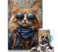 Puzzles 1000 Pieces for Adults Cowboy Cat,Help The Brain Exercise Addictive Toys to Cultivate Patience Artists Collection,Fine Art (75x50cm)