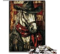 Puzzles 1000 Pieces for Adults Cowboy Horse, Family Game Stress Reliever Difficult Challenge Enhance Love between Couples (Size 50x75cm)