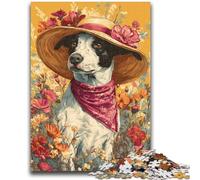 Puzzles 1000 Pieces for Adults Cowgirl Dogs in Wildflowers Stress Reliever Difficult Challenge Unique Home Decor And Gifts 26x38cm