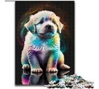 Puzzles 1000 Pieces for Adults Cute Colorful Puppy Made of Wood, Interactive Family Game, Suitable for Ages 14+ 50x75cm An for Christmas Or Birthdays