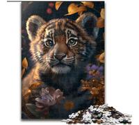 Puzzles 1000 Pieces for Adults Cute Little Tiger Cub Jigsaw Puzzle Made of cardboard,Ideal for Home & Office Decor, for Birthday 1000pcs(26x38cm)