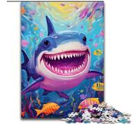 Puzzles 1000 Pieces for Adults Cute Shark Puzzles for Adults size : 50x75cm Brain Teaser Game for Teenagers, Perfect