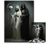 Puzzles 1000 Pieces for Adults Death And The Maiden Santa Muerte Paper Jigsaw Puzzles Intricate Design for Teenagers DIY Decor And BrainBoosting Fun 1000 PCS(38x26cm)