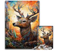 Puzzles 1000 Pieces for Adults Deer Psychedelic Art Impossible Jigsaw Puzzles for Adults DIY Home Decor Gift, Brain Teaser Game 50x75CM/19.68x29.52inch