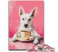 Puzzles 1000 Pieces for Adults Dog Drinking Coffee Adult Puzzles,learning Educational for Is Ideal As A Gift for The Whole Family (26x38cm)
