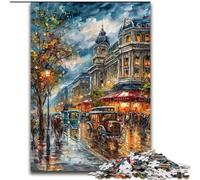 Puzzles 1000 Pieces for Adults Eiffel Tower Oil Painting, Elephant Toy Intellectual Game Birthday Present, Gifts, Wall Art for Ages 14+ (Size 26x38cm)
