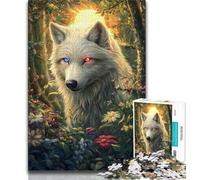 Puzzles 1000 Pieces for Adults Fantasy Jungle White Wolf Jigsaw,Challenging Game Toys Wall Decoration Unique Birthday And Xmas Gifts 75x50cm