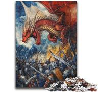 Puzzles 1000 Pieces for Adults Fantasy Red Dragon Relax Games Educational Game for Birthday, Chrismas for And Age 14 Years Up 26x38cm