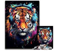 Puzzles 1000 Pieces for Adults Fierce Colorful Tiger Difficult Puzzles for Adults for Teenager & Families, Perfect DIY Decor & BrainTeasing Challenge 1000 PCS(38x26cm)