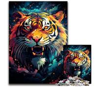 Puzzles 1000 Pieces for Adults Fierce Painting Fire Tiger Puzzles for Adults for Teenagers, Couples, And Friends for Birthdays, Christmas 1000 PCS(75x50cm)