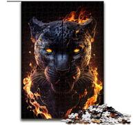 Puzzles 1000 Pieces for Adults Fiery Flames Black Panther cardboard Jigsaw Puzzles Intricate Design for Teenagers, DIY Decor, And Brain-Boosting Fun size 38x26cm