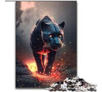 Puzzles 1000 Pieces for Adults Fire Panther Made of Wood, Perfect for Family Fun on Birthdays, Christmas 50x75cm for Home Decor, Brain Training