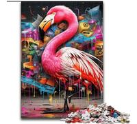Puzzles 1000 Pieces for Adults Flamingo Graffiti Made of Wood, for Teenagers Age Group 14+, Home Decor 50x75cm Erfect for Home Decor, Birthdays, Holidays, And Gifts