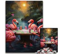 Puzzles 1000 Pieces for Adults Flamingos Playing Poker Difficult Puzzles for Adults for Teenagers, Couples, And Friends for Birthdays, Christmas 50x75CM/19.68x29.52inch