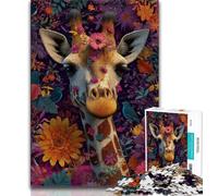 Puzzles 1000 Pieces for Adults Flower Giraffe Adult Jigsaw,Challenging Game Gifts for Is Ideal As A Gift for The Whole Family (size 75x50cm)