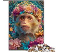 Puzzles 1000 Pieces for Adults Flower Monkey Jigsaw Made of Wood Colorful Home Decor & Interactive Family Game, size 50X75CM