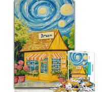 Puzzles 1000 Pieces for Adults Flower Shop Under The Night Sky Teenager Puzzles,Game Toys Every Piece Is Unique - Challenging Family Fun Game (size 75x50cm)