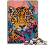 Puzzles 1000 Pieces for Adults Flowers And Leopards Educational Family Game with Fully Interlocking Randomly Shaped Pieces 26x38cm