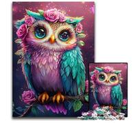 Puzzles 1000 Pieces for Adults Flowers Owl Wooden Jigsaw Puzzles for Home Decoration Gifts, Family Challenging Toy Perfect for Game Nights 50X75CM
