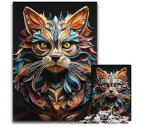 Puzzles 1000 Pieces for Adults Fold Art Style CatWooden Puzzles for Teenagers Family Fun DIY Brain Teaser Game Gift 1000 PCS(75x50cm)