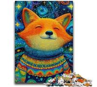 Puzzles 1000 Pieces for Adults Fox Wearing A Scarf Family Game Stress Reliever Difficult Challenge Suitable for Couples 50x75cm
