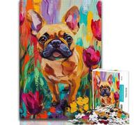 Puzzles 1000 Pieces for Adults French Bulldog Teenager Puzzles,Game Toys Every Piece Is Unique - Challenging Family Fun Game (size 75x50cm)