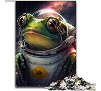 Puzzles 1000 Pieces for Adults Frog Space Astronaut Made of Wood, Perfect for Family Fun on Birthdays, Christmas 50x75cm for Home Decor, Brain Training