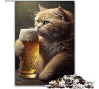 Puzzles 1000 Pieces for Adults Funny Cat Beer Difficult Puzzles for Adults size 50x75cm DIY Home Decor Gift, Brain Teaser Game