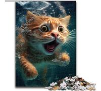 Puzzles 1000 Pieces for Adults Funny Cat Underwater Shock, Decompressing Intellectual Educational Toy Birthday Present, Gifts (Size 50x75cm)