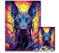 Puzzles 1000 Pieces for Adults Future Colorful Psychedelic Doberman Difficult Puzzles for Adults for Teenager & Families, Perfect DIY Decor & BrainTeasing Challenge 1000 PCS(75x50cm)