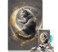 Puzzles 1000 Pieces for Adults Galaxy Cat Adult Puzzles,Staycation Kill Time with Fully Interlocking Randomly Shaped Pieces (size 75x50cm)