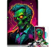 Puzzles 1000 Pieces for Adults Gangster Zombie in Costume Adult Puzzles,Staycation Kill Time with Fully Interlocking Randomly Shaped Pieces (size 75x50cm)