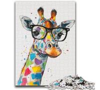 Puzzles 1000 Pieces for Adults Giraffe Wearing Glasses Puzzles for Teenagers,Relax Games Is Ideal As A Gift for The Whole Family (75x50cm)