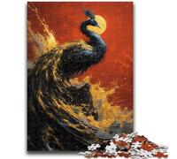 Puzzles 1000 Pieces for Adults Golden Peacock Teenager Puzzles,Fun Games Every Piece Is Unique - Challenging Family Fun Game (75x50cm)