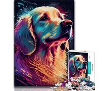 Puzzles 1000 Pieces for Adults Golden Retriever Colors Adult Puzzles,Staycation Kill Time with Fully Interlocking Randomly Shaped Pieces (size 75x50cm)