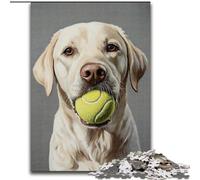 Puzzles 1000 Pieces for Adults Golden Retriever Playing Tennis 1000 Piece Jigsaw Puzzle, Ideal for Office, Bedroom, Living Room Decor (Size 26x38cm)