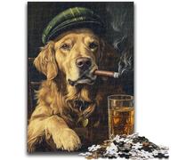 Puzzles 1000 Pieces for Adults Golden Retriever Smoking 1000 Pieces for Teenagers,with Matching Poster And Trivia Sheet for Ages 14+ (50x75cm)