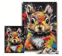 Puzzles 1000 Pieces for Adults Graffiti Painting Squirrel Jigsaw Puzzles for Adults Size 50x75cm Brain Teaser, Adult Game, Family Interactive Activity