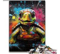Puzzles 1000 Pieces for Adults Graffiti Painting Turtle Wooden Jigsaw Puzzles for Adults Making It A Great Gift for Family Fun (Size 50x75 cm)