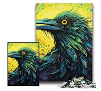 Puzzles 1000 Pieces for Adults Green Crow Wooden Jigsaw Puzzles 50x75 cm Perfect for Birthday, Christmas