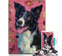 Puzzles 1000 Pieces for Adults Happy Border Collie Adult Puzzles,learning Educational for Is Ideal As A Gift for The Whole Family 26x38cm
