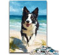 Puzzles 1000 Pieces for Adults Happy Border Collie Brain Teaser Game Educational Game for Birthday, Chrismas for for Age 14 26x38cm