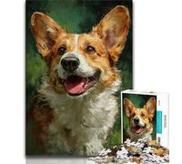 Puzzles 1000 Pieces for Adults Happy Corgi Teenager Jigsaw,Brain Intelligence Challenge Addictive Toys for Home Decoration 26x38cm
