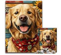 Puzzles 1000 Pieces for Adults Happy Golden Retriever Cardboard Jigsaw Puzzles for Home Decoration Gifts, Family Challenging Toy Perfect for Game Nights 26X38CM