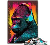 Puzzles 1000 Pieces for Adults Headphones Gorilla Brain Intelligence Challenge Addictive Toys Funny Gift for Ages 14+ 50x75cm