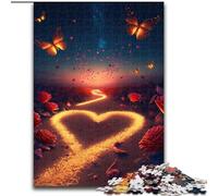 Puzzles 1000 Pieces for Adults Heart on The Beach Jigsaws 1000 Pieces for Adults Challenging Brain Teaser for Teenagers, Family Fun, DIY Home Decor Gift (Size 50x75cm)